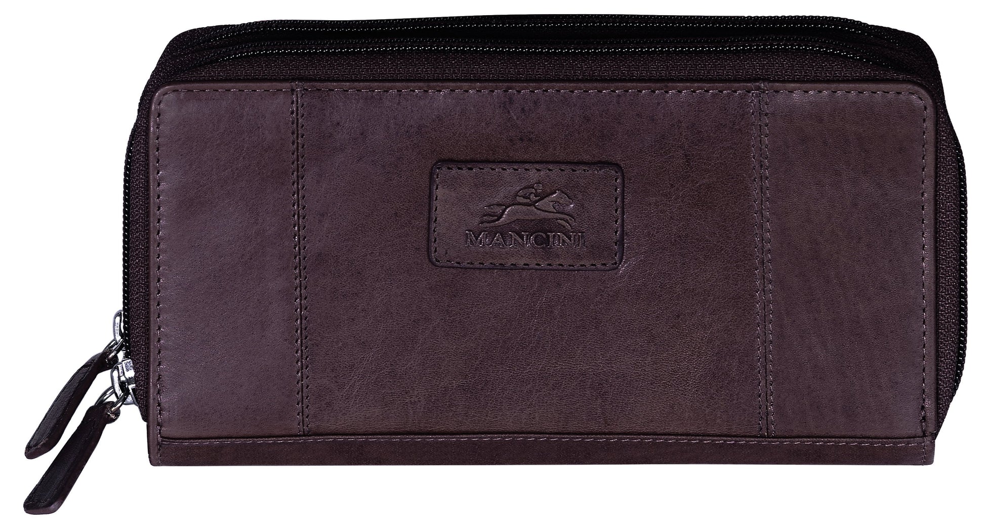 Mancini CASABLANCA Collection Ladies’ Double Zipper “Clutch” Wallet (RFID Secure) - Brown