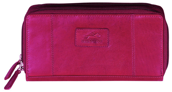 Mancini CASABLANCA Collection Ladies’ Double Zipper “Clutch” Wallet (RFID Secure)