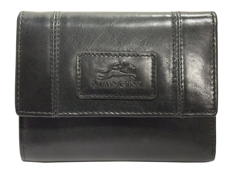 Mancini CASABLANCA Ladies' RFID Secure Small Clutch Wallet - Black