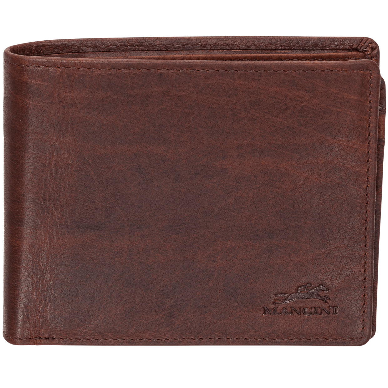 Mancini BUFFALO RFID Secure Center Wing Billfold - Brown
