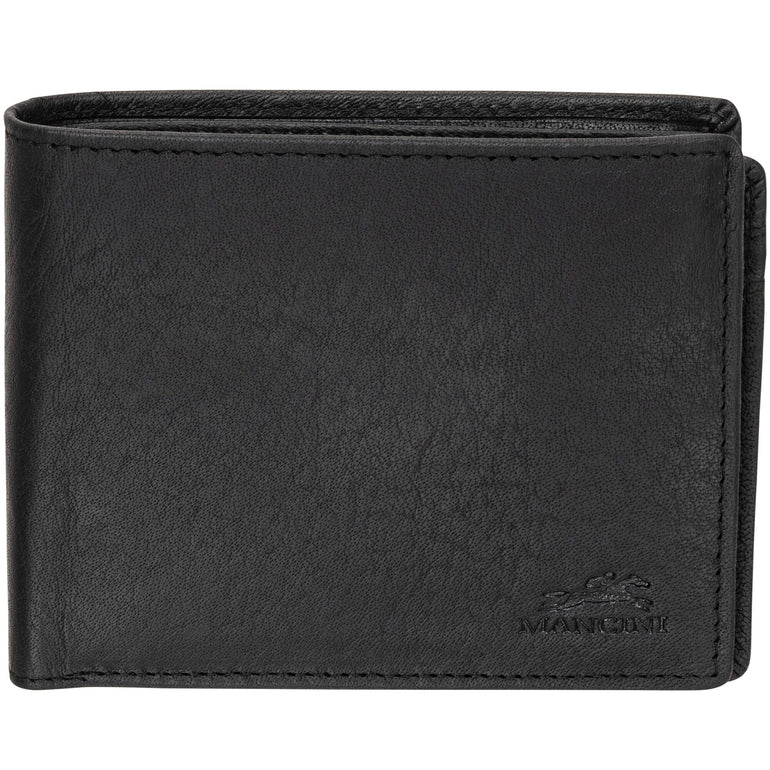 Mancini BUFFALO RFID Secure Center Wing Wallet with Coin Pocket - Black