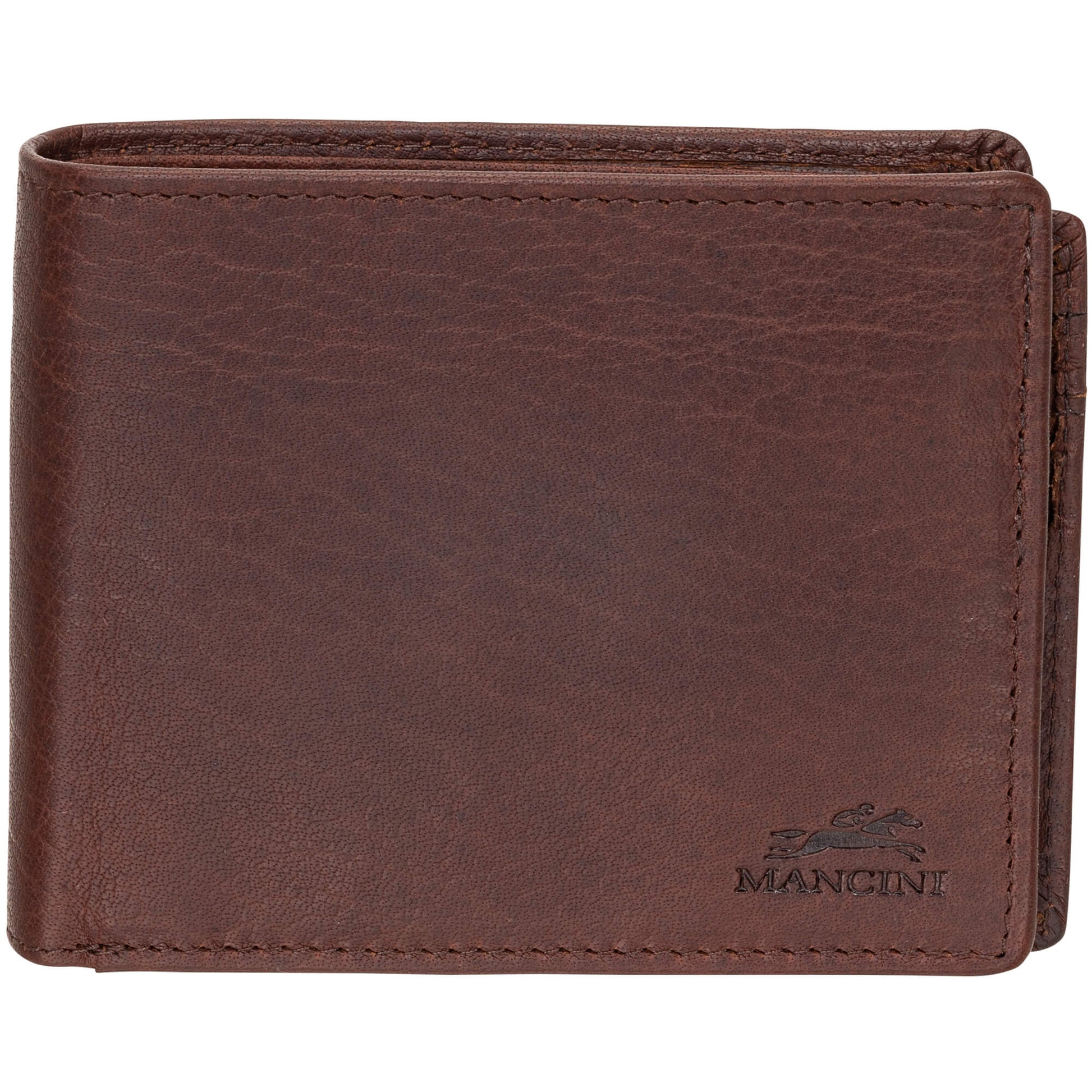 Mancini BUFFALO RFID Secure Center Wing Wallet with Coin Pocket - Brown