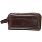 Mancini BUFFALO Double Compartment Top Zipper Toiletry Kit - Brown