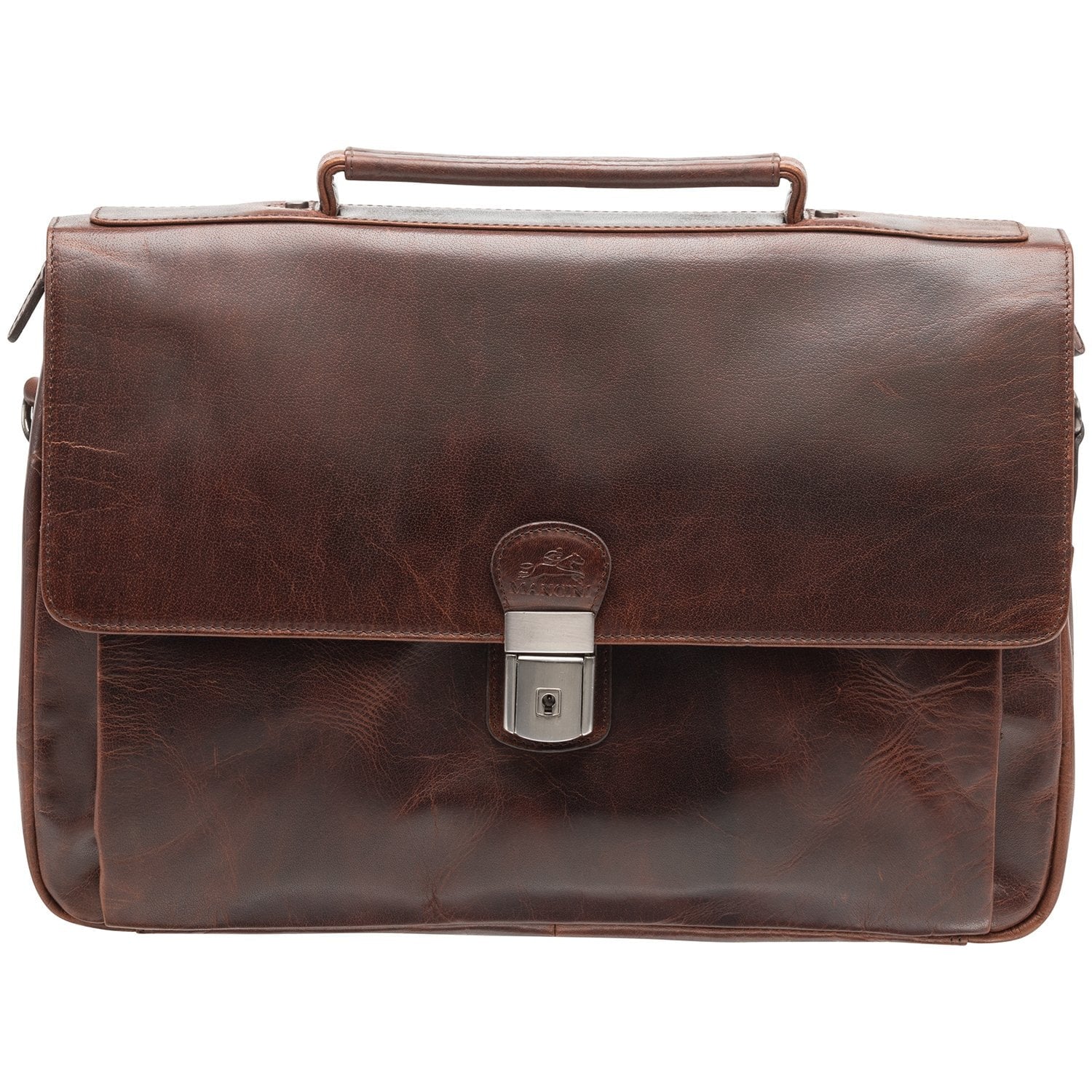 Mancini BUFFALO Triple Compartment Briefcase for 15” Laptop  - Brown