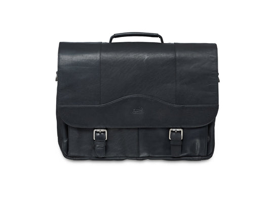 Mancini BUFFALO Porthole Briefcase for 15.6'' Laptop / Tablet (RFID Blocking) - Black