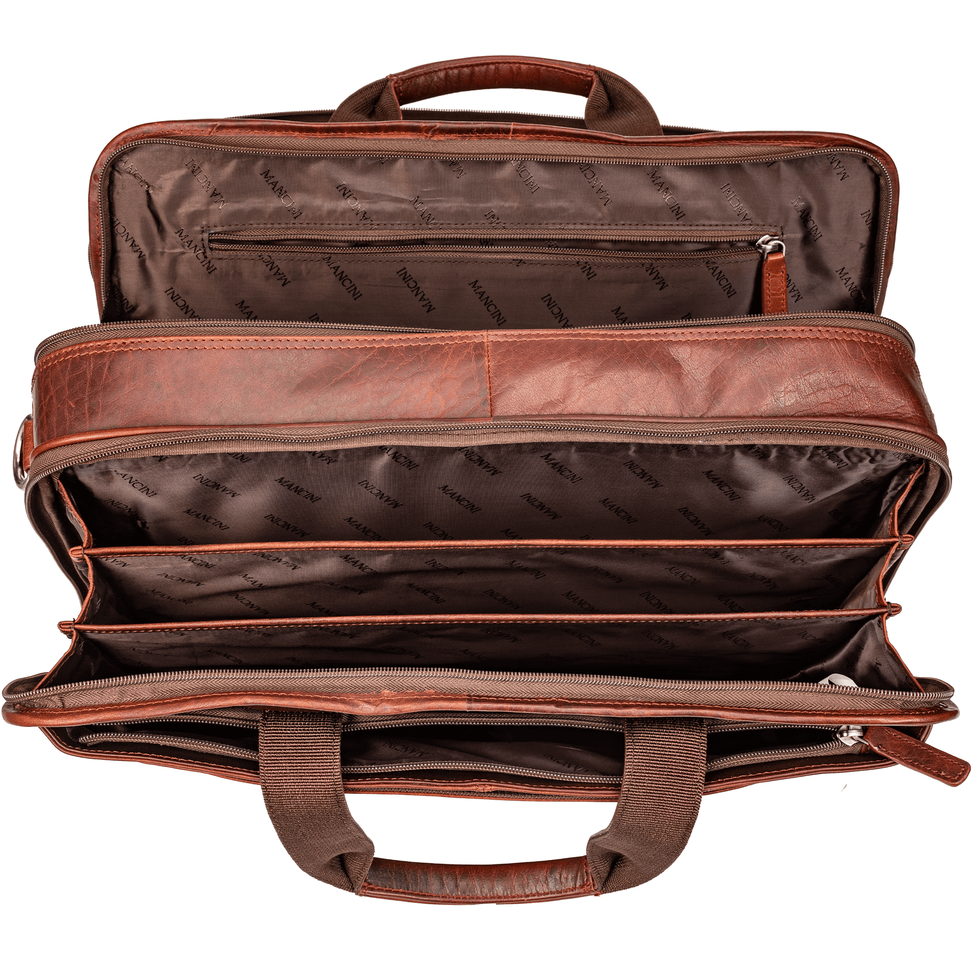 Mancini BUFFALO Double Compartment Top Zipper 15.6” Laptop / Tablet Briefcase