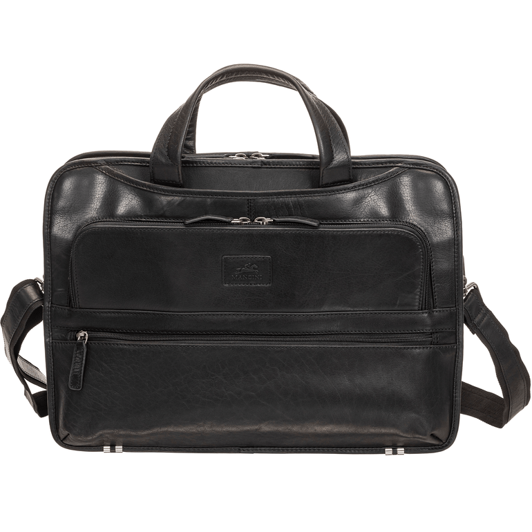 Mancini BUFFALO Triple Compartment Briefcase for 15.6” Laptop / Tablet - Black
