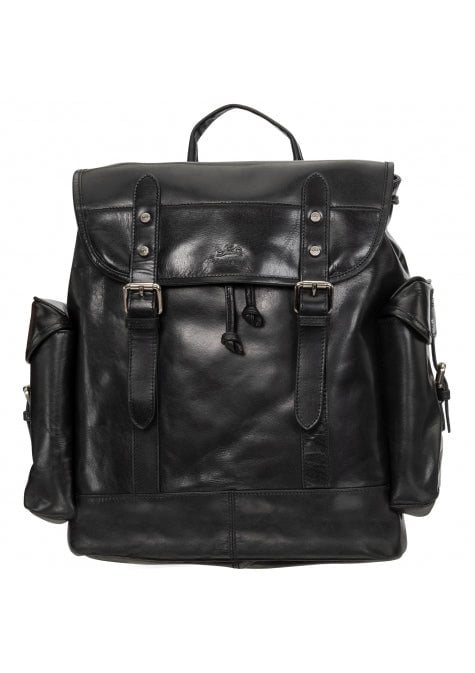 Mancini Buffalo Collection Leather Backpack for 15.6” Laptop and Tablet - Black