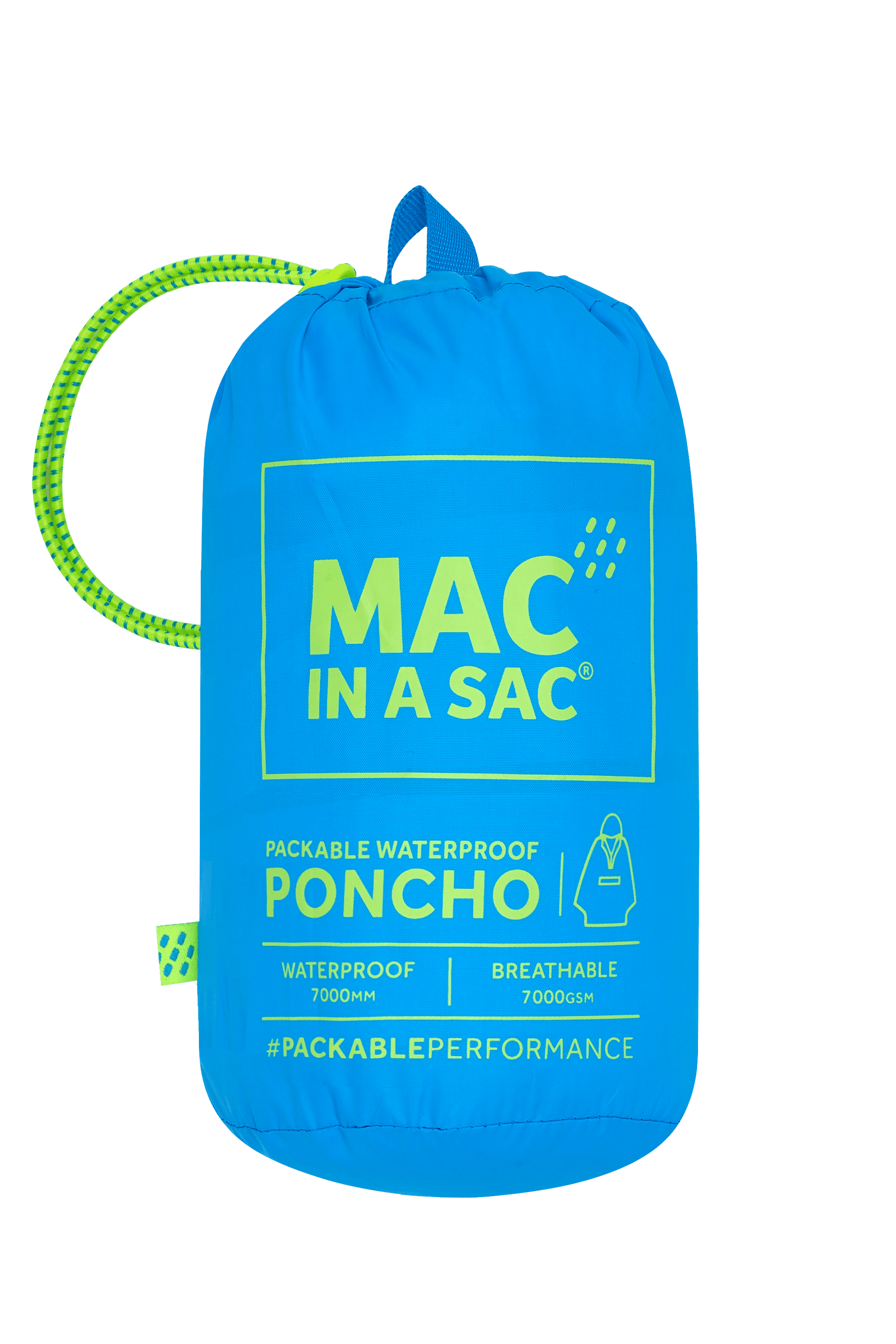 Mac In A Sac Packable Waterproof Unisex Poncho - Neon Blue