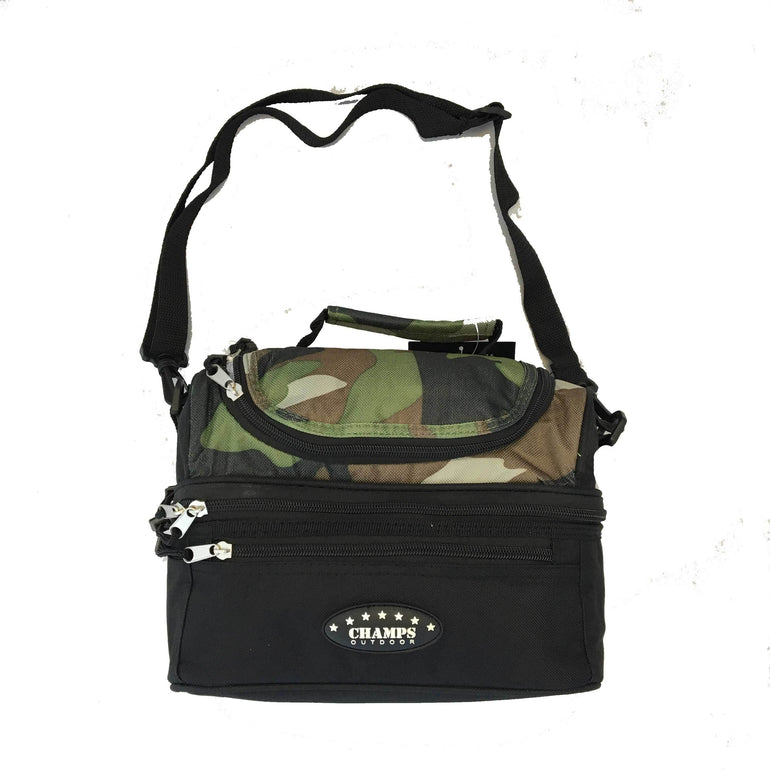 Black / Army Green Camo Double Compartment Cooler