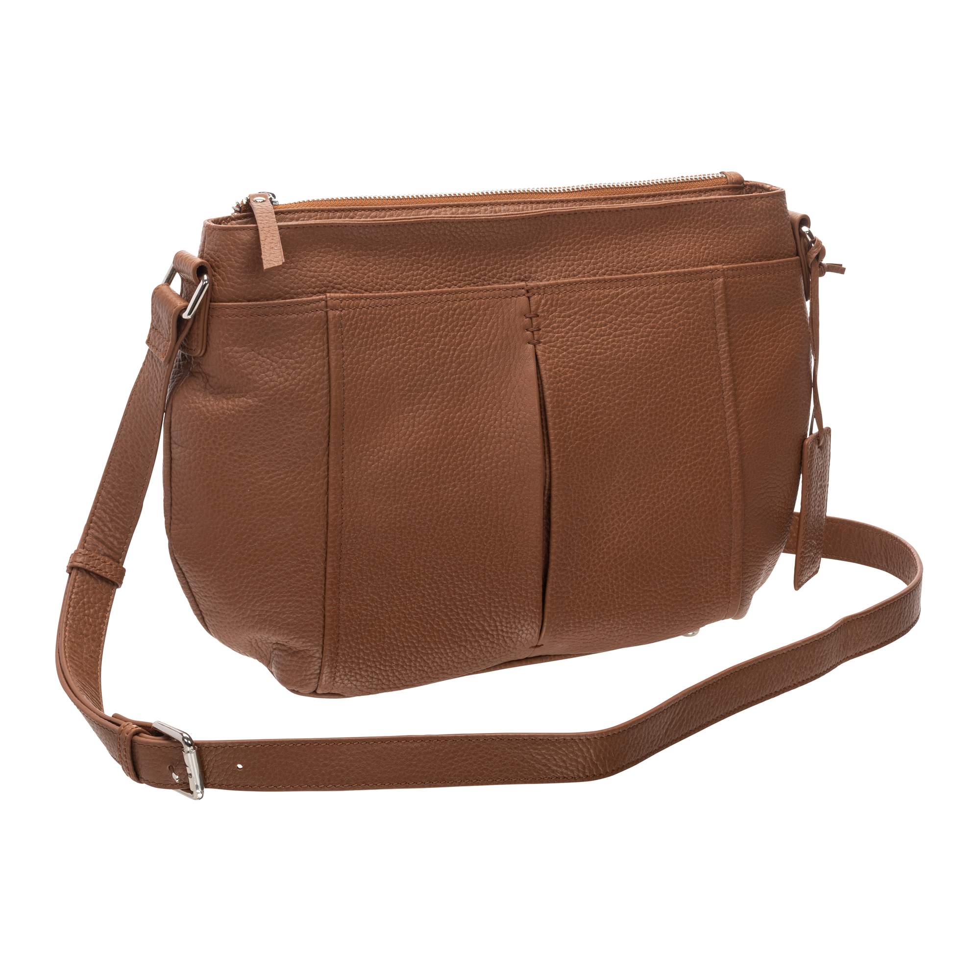 Mancini Pebbled Scarlet Leather Crossbody Hobo Bag