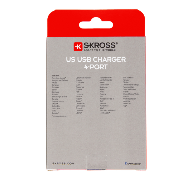 SKROSS US USB Charger – 4-Port 
