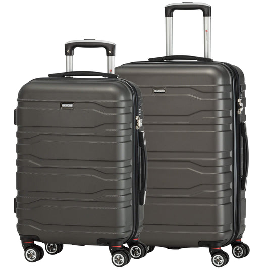 Mancini SAN MARINO 2 Piece Lightweight Spinner Luggage Set - Charcoal Grey