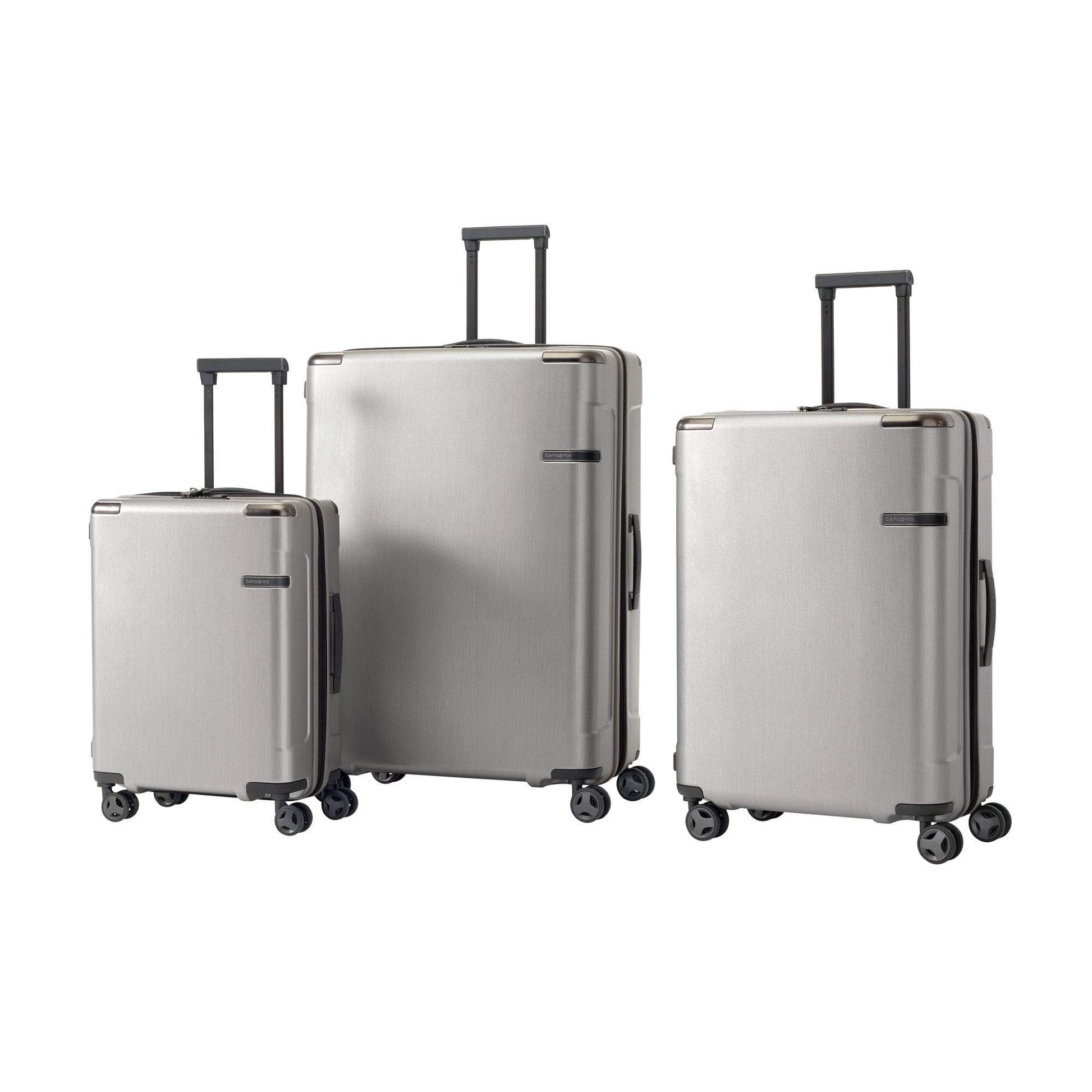 Samsonite Evoa 3 Piece Spinner Expandable Luggage Set - Brushed Silver