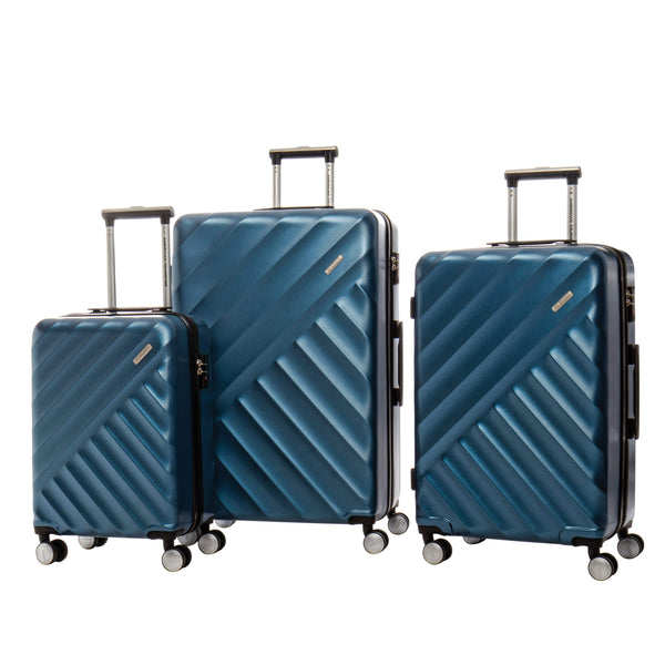American Tourister Crave Collection 3 Piece Expandable Spinner Luggage Set - Blue