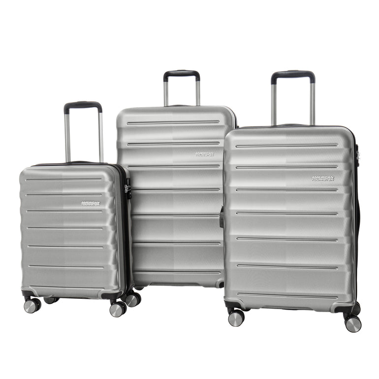 American Tourister Speedlink 3 Piece Nested Spinner Expandable Luggage Set - Silver