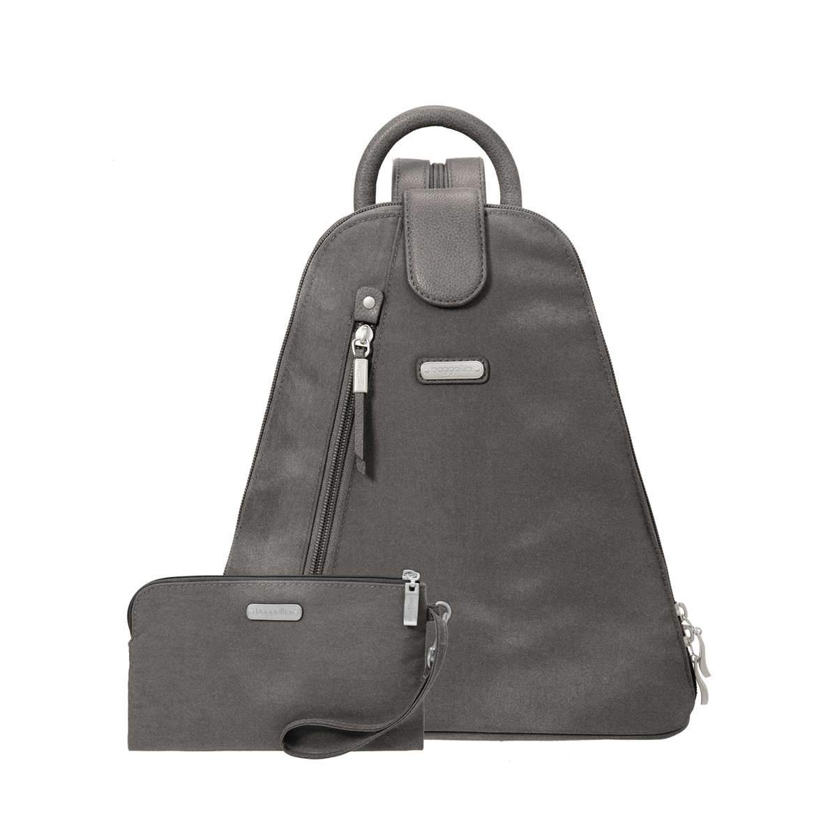 Baggallini Metro Backpack With RFID Phone Wristlet - Sterling Shimmer