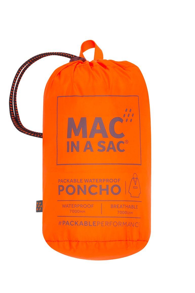 Mac In A Sac Packable Waterproof Unisex Poncho - Neon Orange