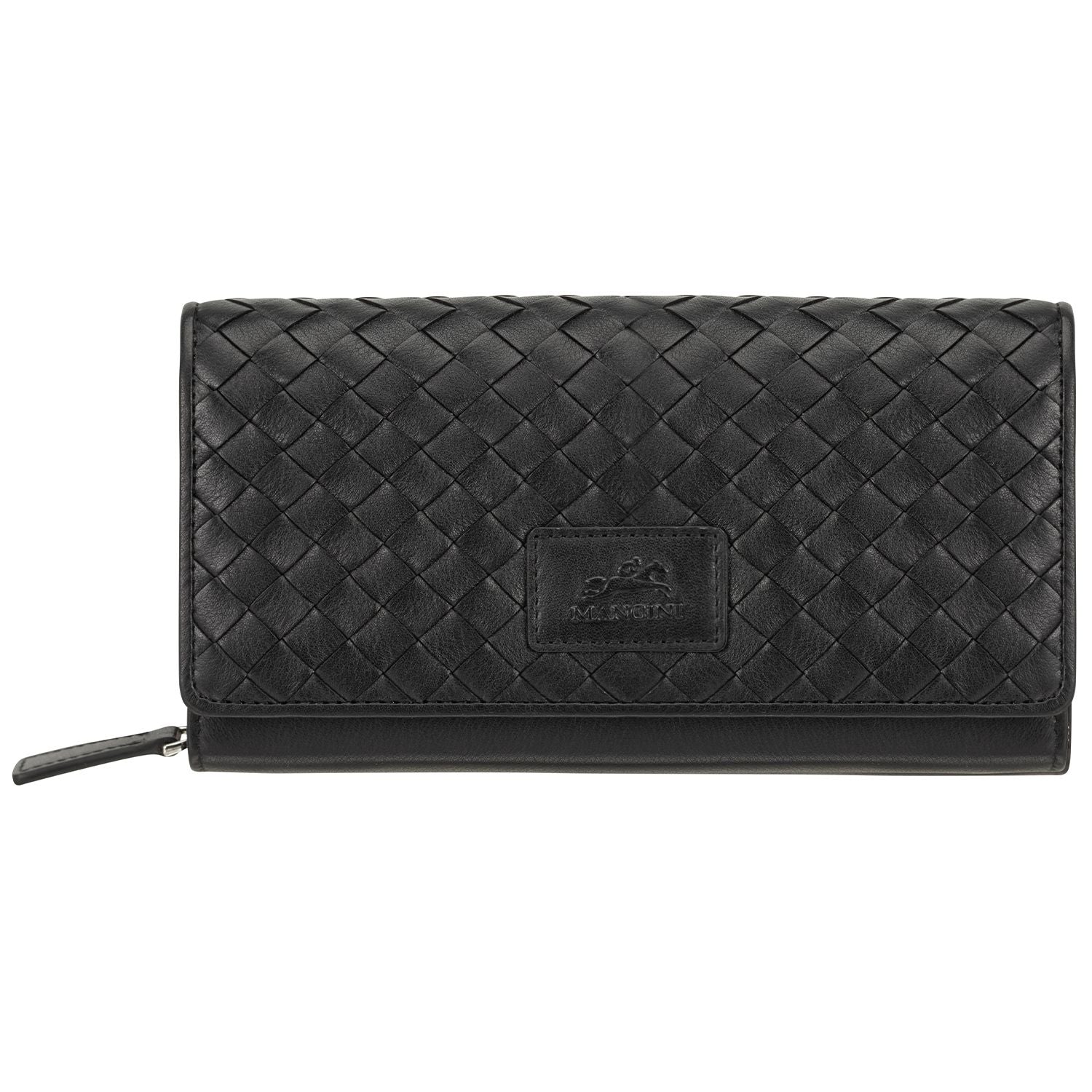 Mancini BASKET WEAVE RFID Secure Clutch Wallet - Black