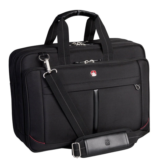 Swiss Gear Ballistic Nylon Deluxe Double Gusset Laptop Briefcase - 17.3 Inches - Black