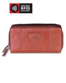 Mancini CASABLANCA Collection Ladies’ Double Zipper “Clutch” Wallet (RFID Secure) - Cognac
