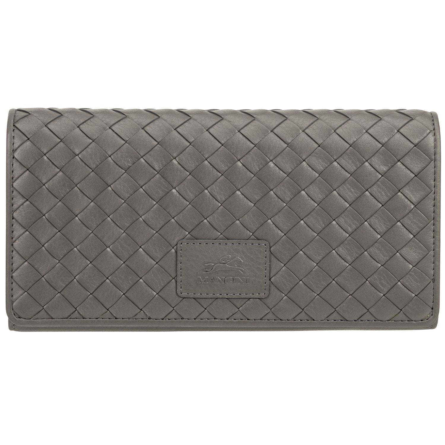 Mancini BASKET WEAVE RFID Secure Trifold Wallet - Grey