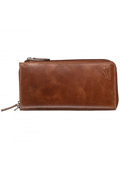 Mancini CASABLANCA Ladies` RFID Secure Trifold Wallet - Cognac