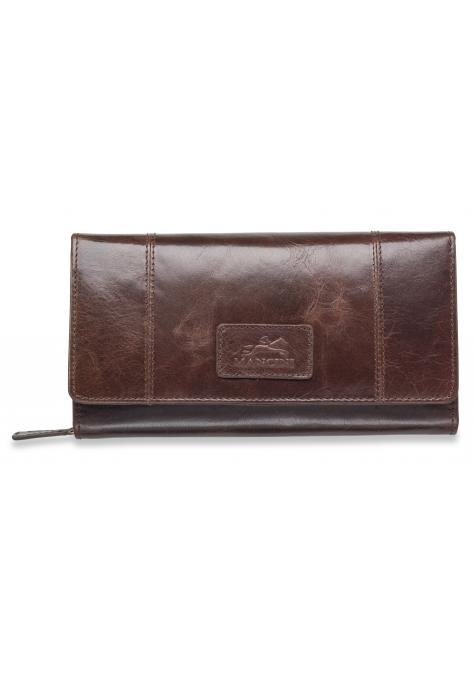 Mancini CASABLANCA Ladies' RFID Secure Medium Clutch Wallet - Brown