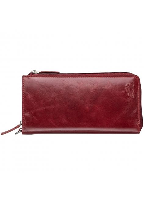 Mancini CASABLANCA Ladies` RFID Secure Trifold Wallet - Red
