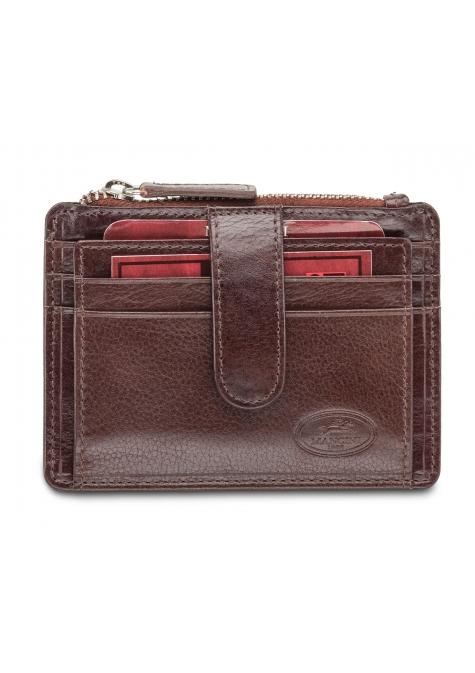 Mancini EQUESTRIAN-2 Men`s RFID Secure Card Case and Coin Pocket - Brown