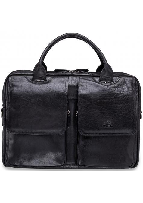 Mancini ARIZONA Double Compartment Briefcase for 15.6 Inch Laptop and Tablet - Black