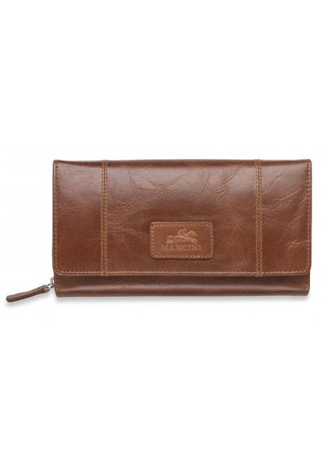 Mancini CASABLANCA Ladies' RFID Secure Medium Clutch Wallet - Cognac