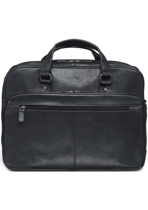 Mancini BUFFALO Expandable Double Compartment Briefcase for 15.6 Inch Laptop / Tablet - Black