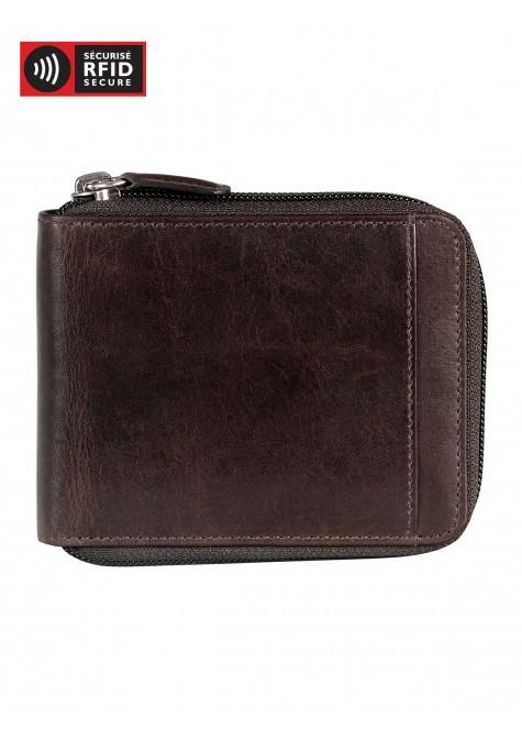 Mancini CASABLANCA Collection Men’s Zippered Wallet with Removable Passcase (RFID Secure) - Brown