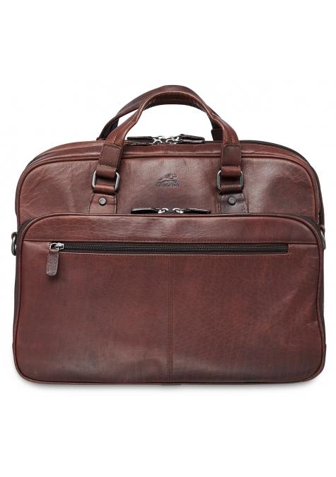Mancini BUFFALO Expandable Double Compartment Briefcase for 15.6 Inch Laptop / Tablet - Brown