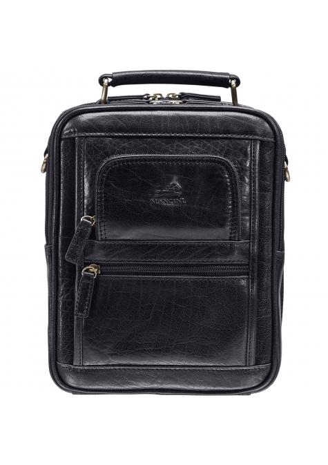 Mancini ARIZONA Large Unisex Bag with Zippered Rear Organizer - Black