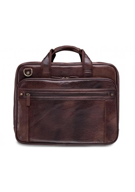 Mancini ARIZONA Double Compartment Briefcase for 15.6 Inch Laptop / Tablet - Brown