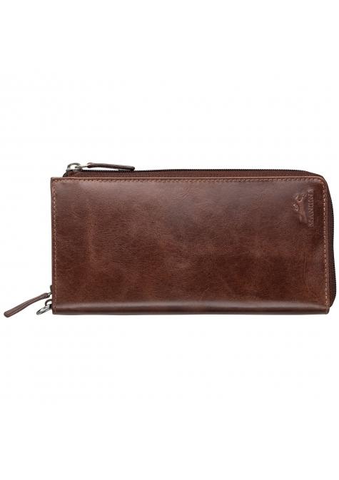 Mancini CASABLANCA Ladies` RFID Secure Trifold Wallet - Brown