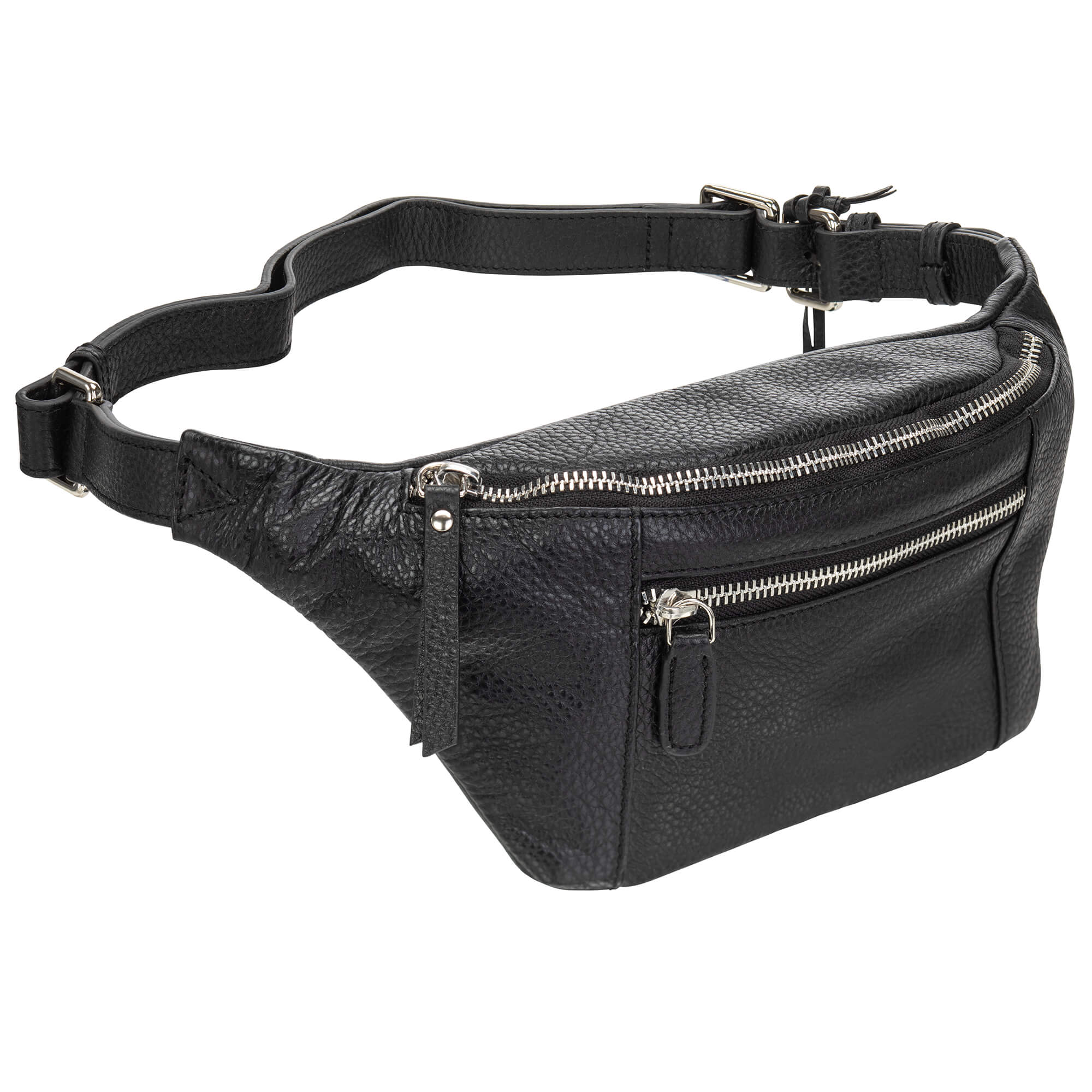 Mancini Pebbled Waist Bag - Black