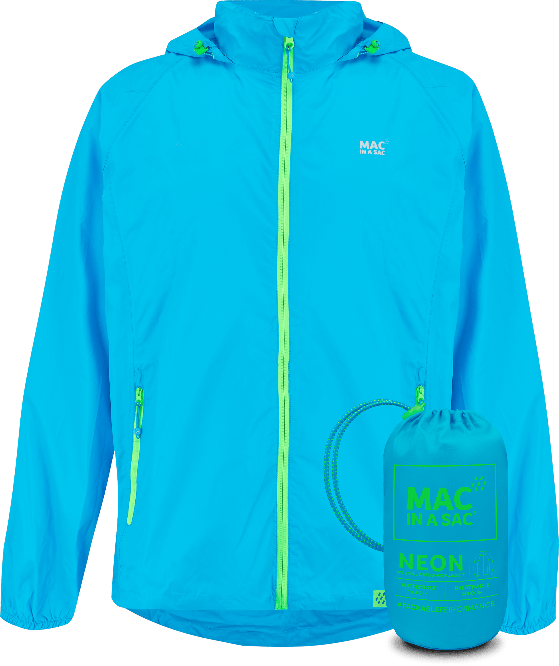 Mac In A Sac Apparel X Small Mac In A Sac NEON 2 Jacket - Neon Blue