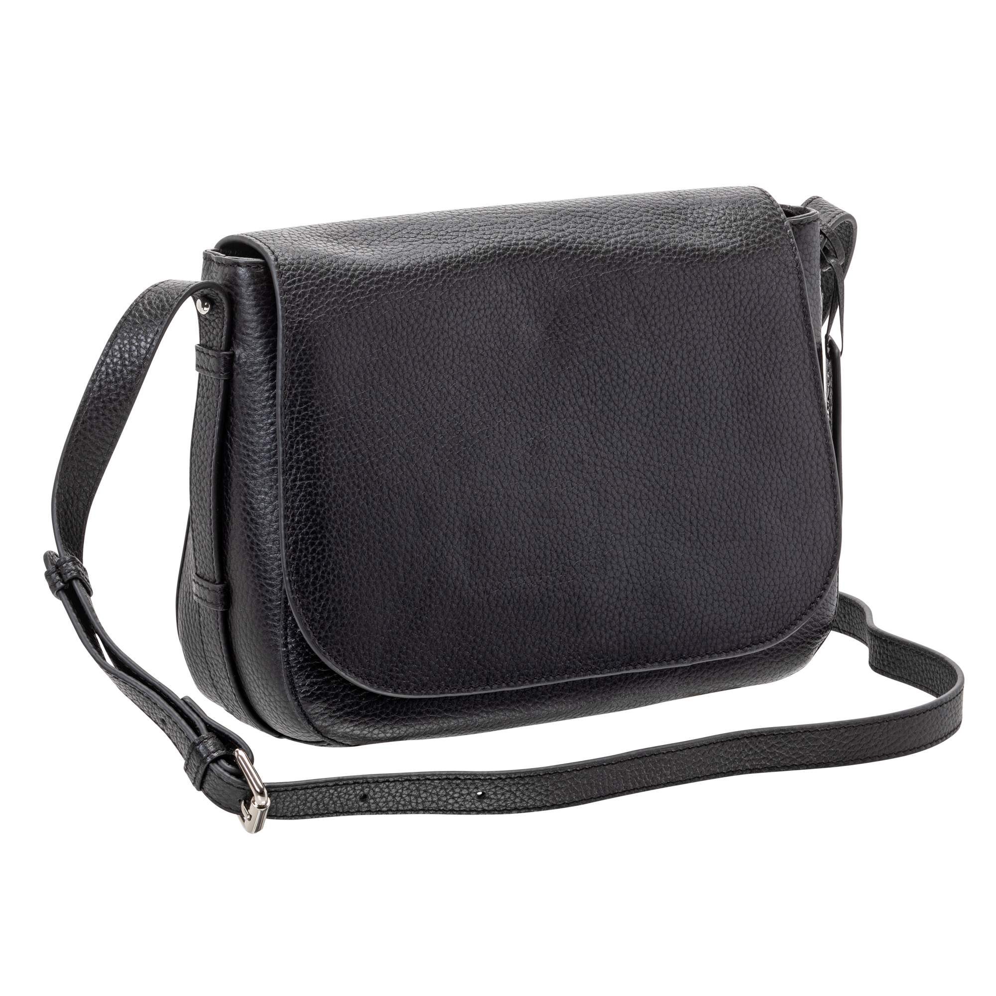 Mancini Handbags Black Mancini Pebbled Amy Leather Crossbody bag