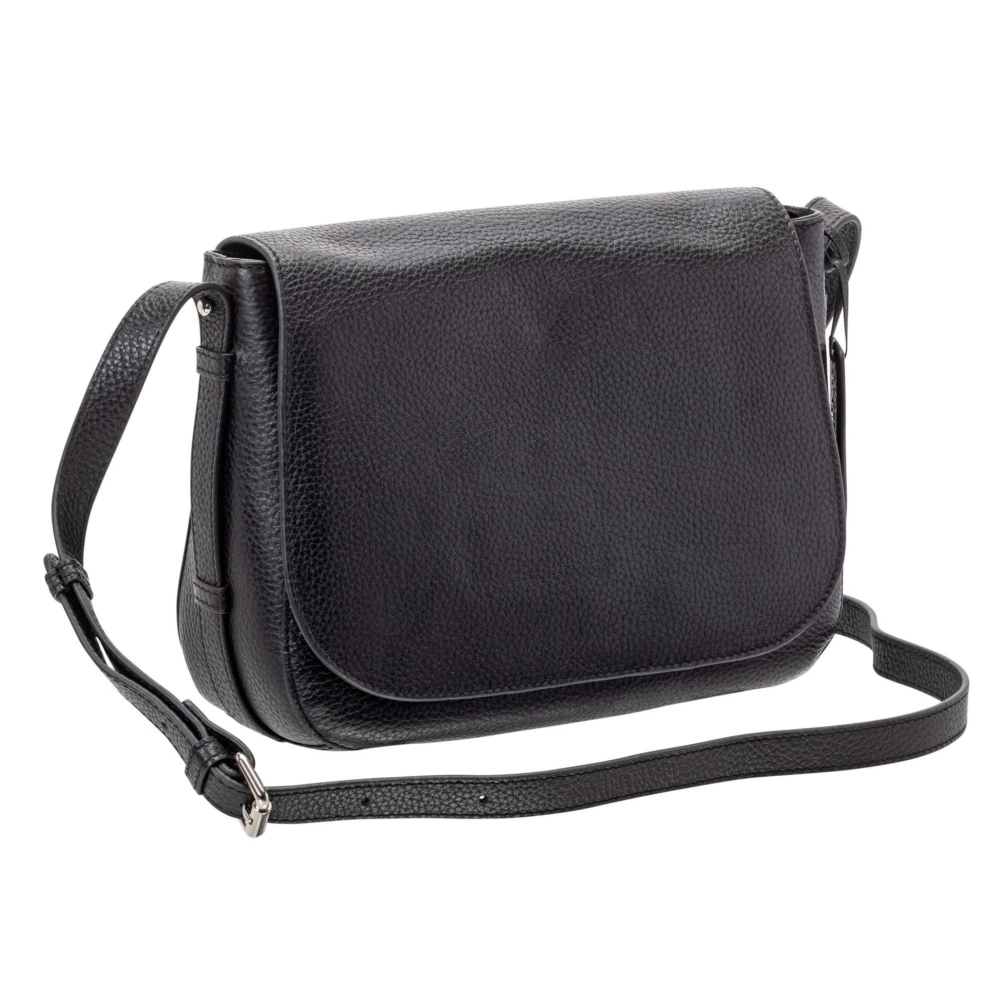 Mancini Handbags Black Mancini Pebbled Amy Leather Crossbody bag