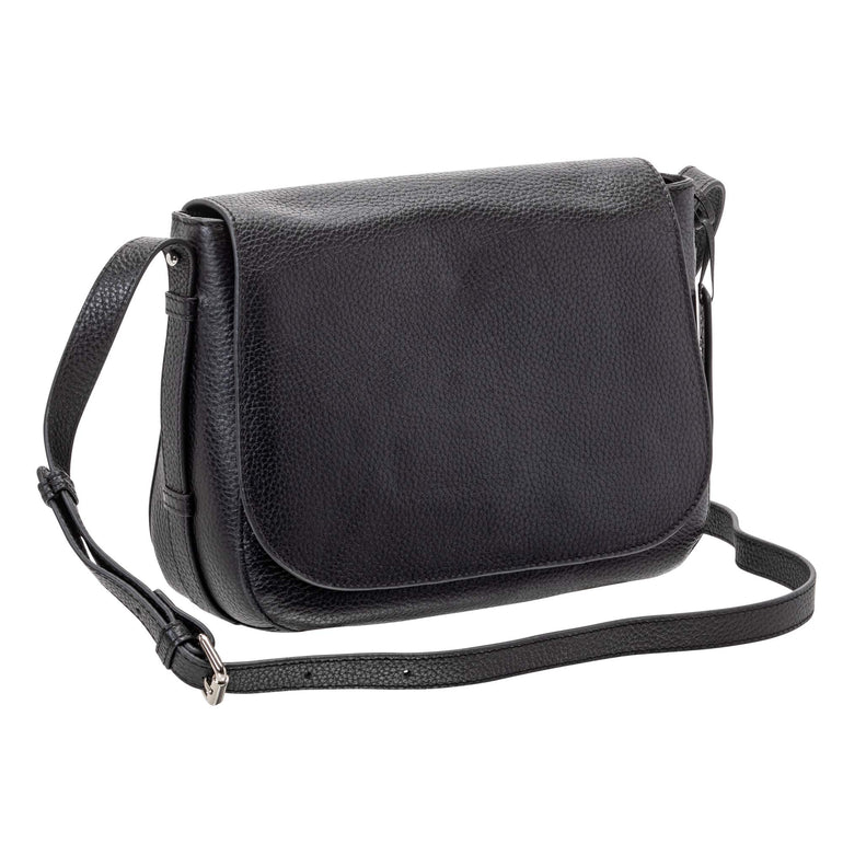 Mancini Handbags Black Mancini Pebbled Amy Leather Crossbody bag