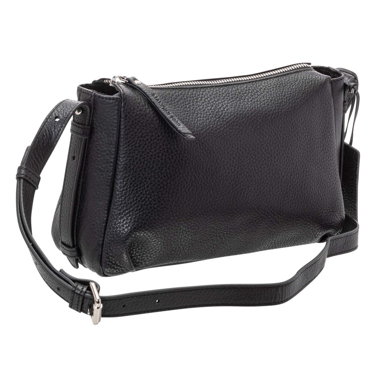 Mancini Handbags Black Mancini Pebbled Charlize Leather Crossbody Bag
