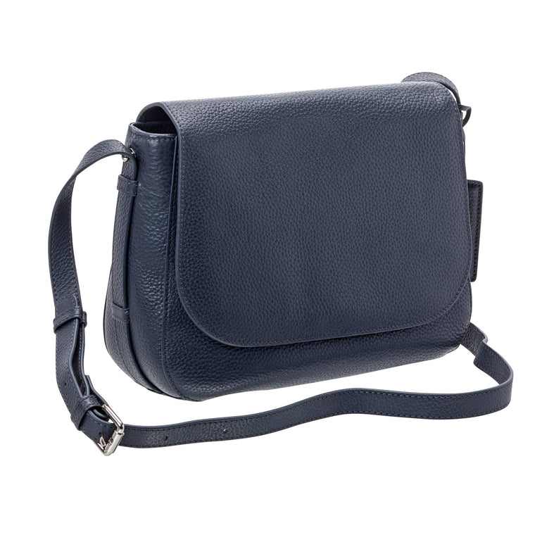 Mancini Handbags Navy Mancini Pebbled Amy Leather Crossbody bag