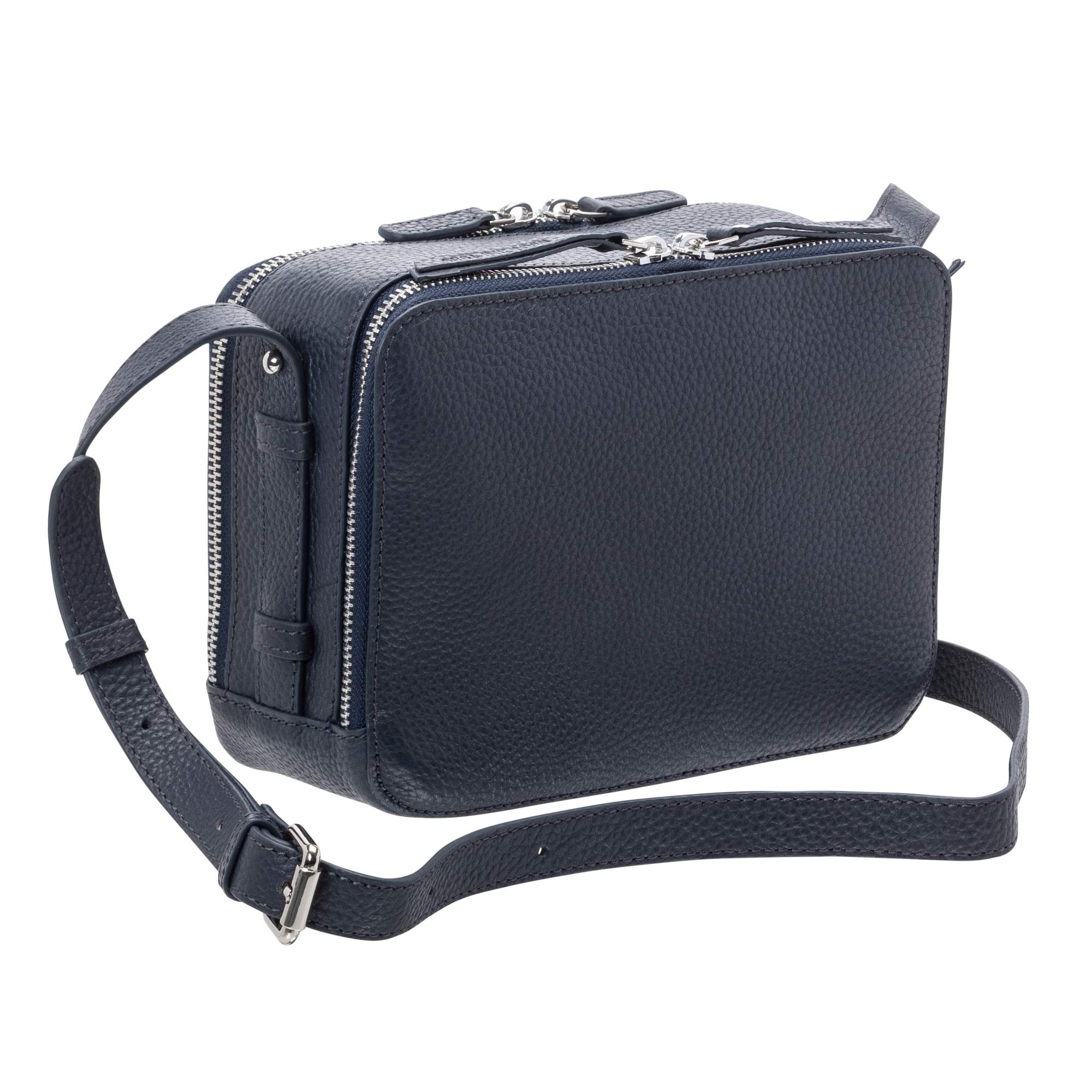Mancini Handbags Navy Mancini Pebbled Rachel Camera Style Leather Crossbody Bag