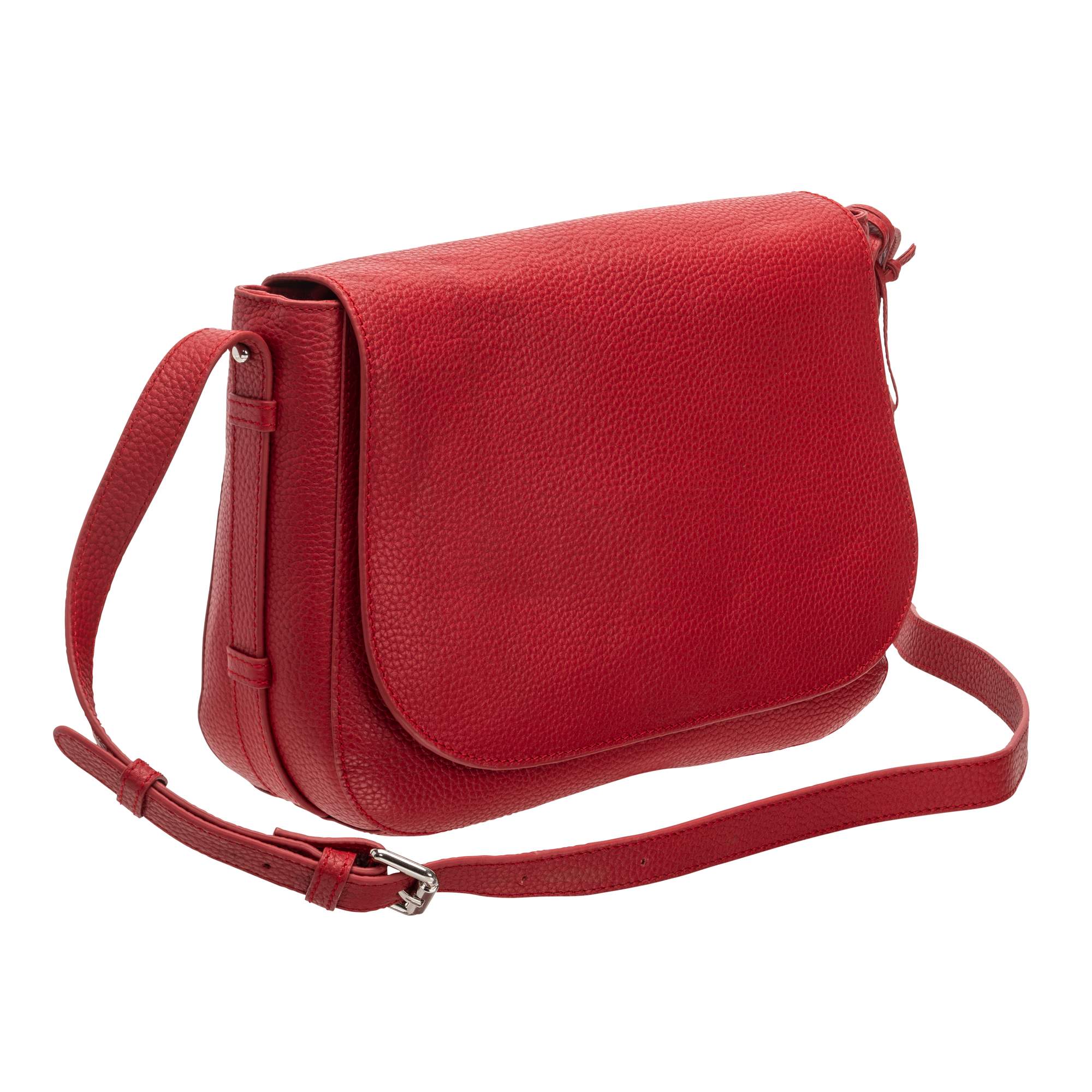 Mancini Handbags Red Mancini Pebbled Amy Leather Crossbody bag
