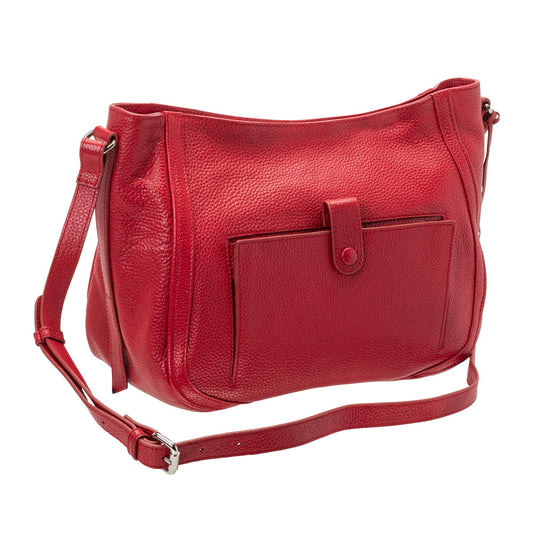 Mancini Handbags Red Mancini Pebbled Sophia Leather Crossbody Bag