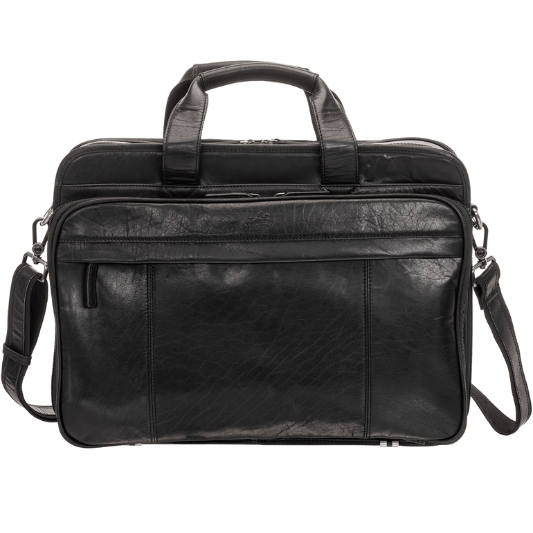 Mancini Laptop Briefcase Black Mancini BUFFALO Double Compartment Top Zipper 15.6” Laptop / Tablet Briefcase