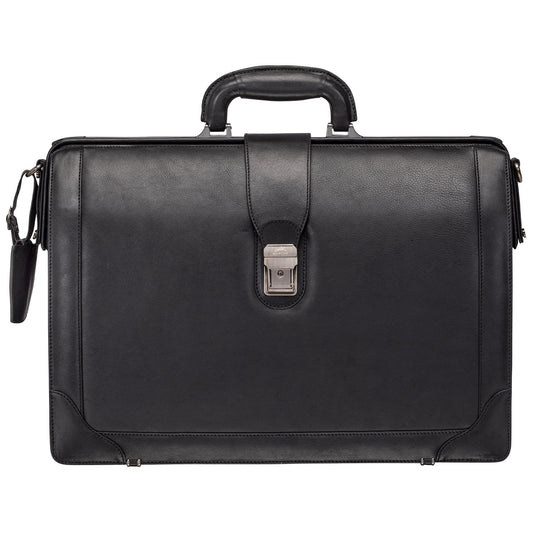 Mancini Laptop Briefcase Black Mancini MILAN Luxurious Litigator Briefcase Pocket for 17.3” Laptop
